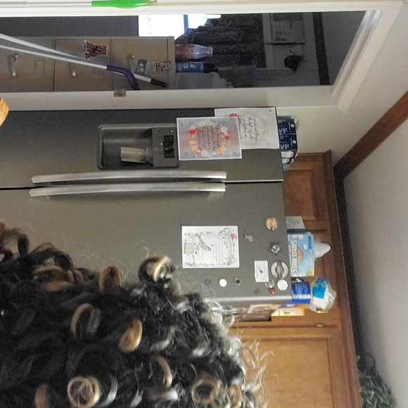 Spring curls Ombre black & brown wig. Bangs 15" curled 21" stretched syn… - Picture 4 of 16